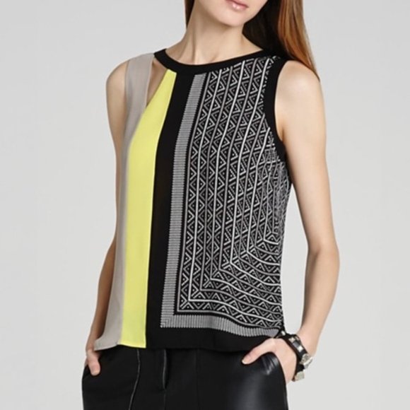 BCBGMaxAzria Elicia Colorblock Sleeveless Top XS - Picture 1 of 8